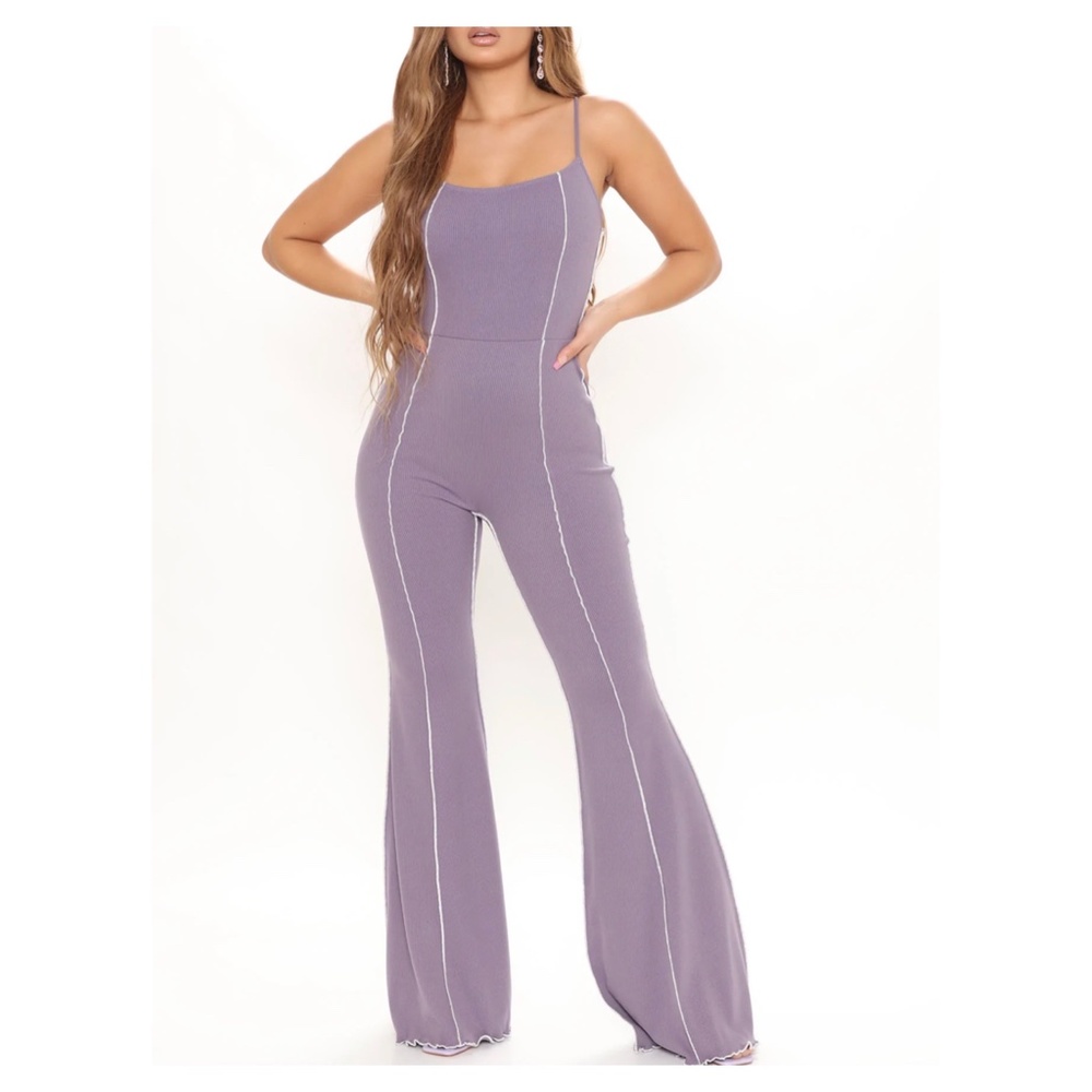 Casual All Day Ribbed Jumpsuit - Lavender